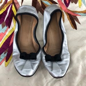 Salvatore Ferragamo silver ballet flats 39.5 9.5